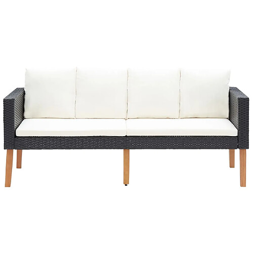 Maison Chic Canapé de jardin à 2 places avec coussins | Canapé d'extérieur | Fauteuil,Banquette Jardin Résine tressée Noir -MN72378