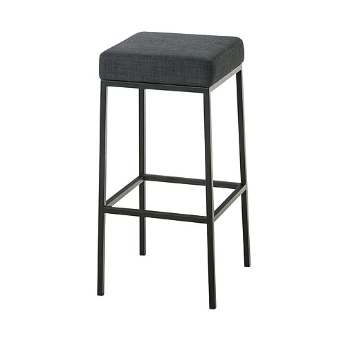 Decoshop26 Tabouret de bar avec repose-pieds design moderne tissu gris foncé et métal noir mat 10_0000043