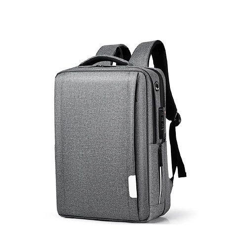 15,6 pouces sac à dos imperméable sac d'ordinateur portable sac anti-vol sac à dos avec le sac de chargement USB mot de passe verrouillé-gris