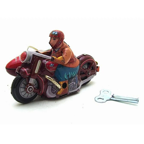 Universal Retro rétro Collection Tin Toy Strip Classic Rolls Up Three-Wheed Motorcycle Tin Toys and Adult Children's Key Gifts | Roll Up Toys