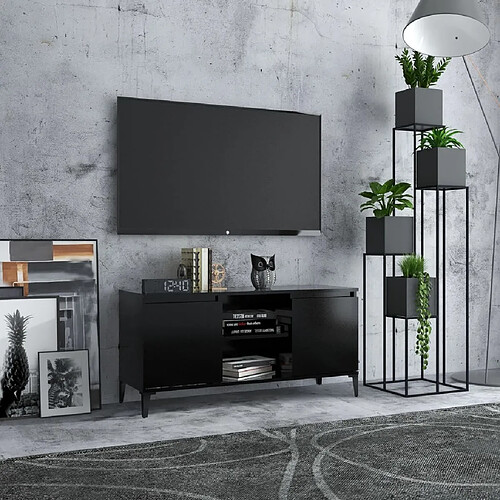 Maison Chic Meuble TV scandinave avec pieds - Banc TV pour salon en métal Noir 103,5x35x50 cm -MN71553