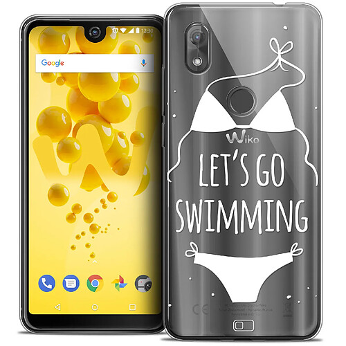 Caseink Coque Housse Etui Wiko View 2 (6.0 ) [Crystal Gel HD Collection Summer Design Let's Go Swim - Souple - Ultra Fin - Imprimé en France]