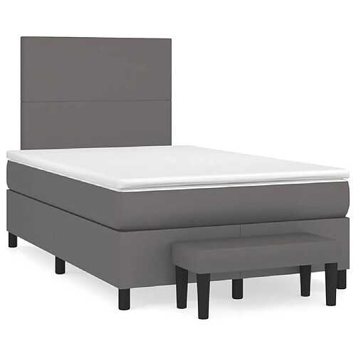 Maison Chic Lit adulte- Lit + matelas,Sommier à lattes de lit avec matelas gris 120x190 cm similicuir -GKD77977