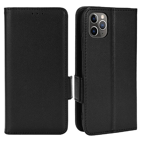 Etui en PU texture litchi, fermeture magnétique, anti-empreinte digitale noir pour votre iPhone 11 Pro Max 6.5 pouces