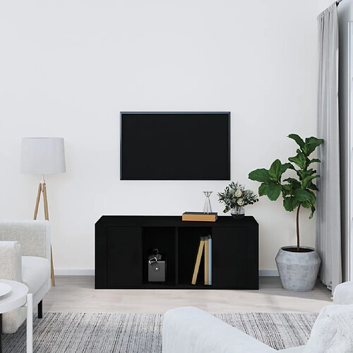 vidaXL Meuble TV Noir 100x35x40 cm Bois d'ingénierie