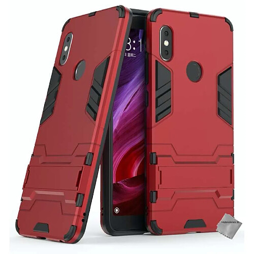 Htdmobiles Coque rigide anti choc pour Xiaomi Redmi Note 5 + verre trempe - ROUGE