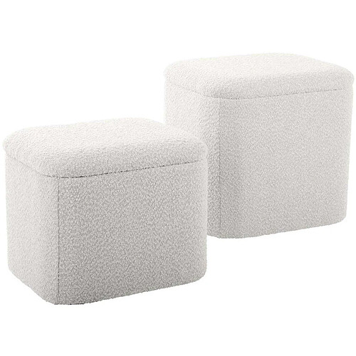 LEITMOTIV Pouf en tissu bouclette Ada blanc.