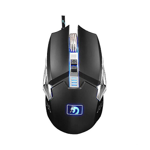 Universal M312 2400dpi USB Metal Wired Metal Roard Backlit Optical Gaming Mouse Black