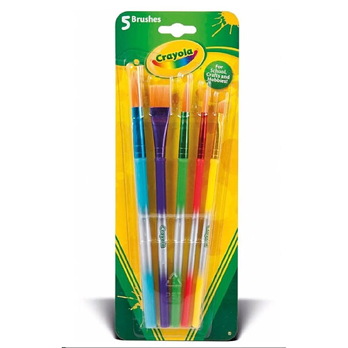 Crayola 5 pinceaux pour gouache pour enfants