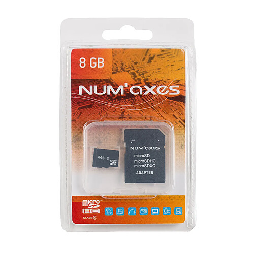 Carte mémoire Micro SDHC 8 Go NUM'AXES