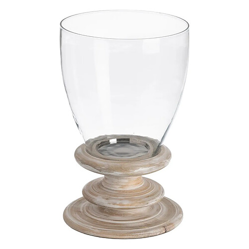 BigBuy Home Bougeoir Blanc Bois Verre 24 x 24 x 39 cm