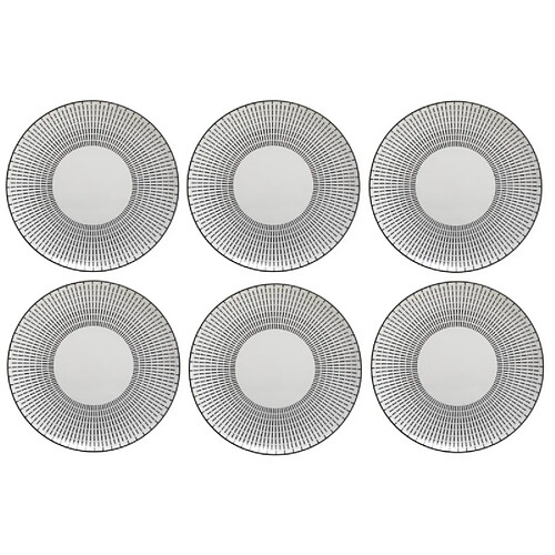 Ac-Deco Set de 6 assiettes plates Lunis - D 27 cm - Noir