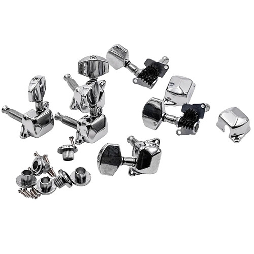 vhbw Mécaniques pour guitare 3R3L guitare acoustique, banjo, guitare électrique, trou de perce 8mm argent