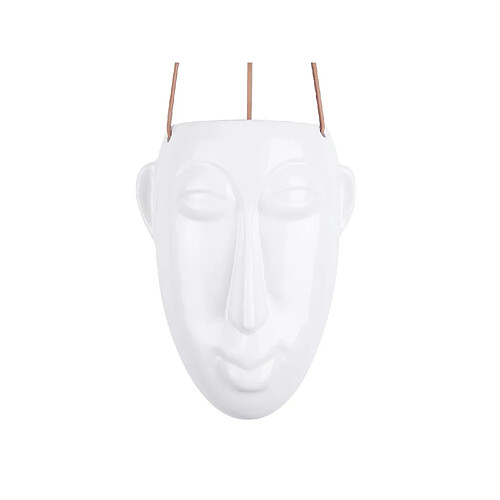 Present Time Cache-pot design suspendu Mask allongé - H. 25,5 cm - Blanc