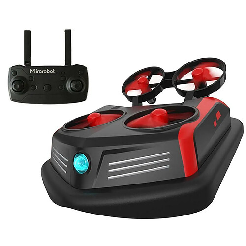 Justgreenbox 3-en-1 Mode Mer-Terre-Air Commutable Mini Drone Télécommande Bateaux Voiture, Rouge