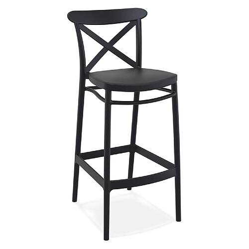 Alterego Tabouret de bar 'BERLIOZ' style rétro en matière plastique noire