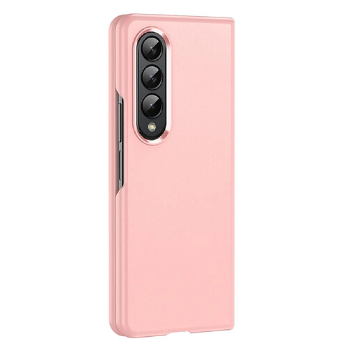 Coque en TPU + PU cadre de lentille électroplaqué pour votre Samsung Galaxy Z Fold4 5G - rose