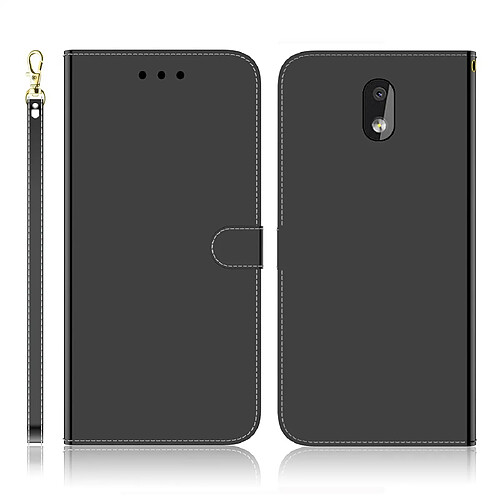 Wewoo Housse Coque Etui à rabat horizontal en surface miroir avec pour Nokia 2.2 fentes cartes et porte-cartes ainsi que portefeuille et lanière Noir