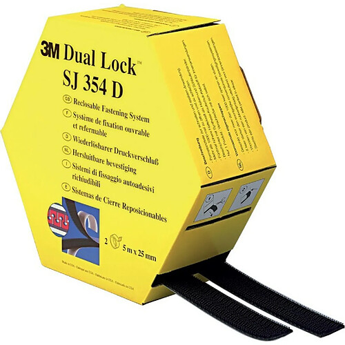 3M - Dual Lock fermeture flexible à pression, couleur: noir Dimensions: 25,4 mm x 5 m, adhésif: Caoutchouc synthétique...