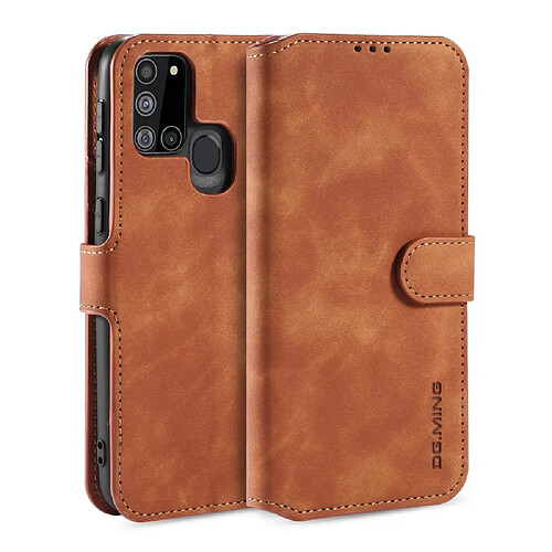 Etui en PU style rétro avec support marron pour votre Samsung Galaxy A21s