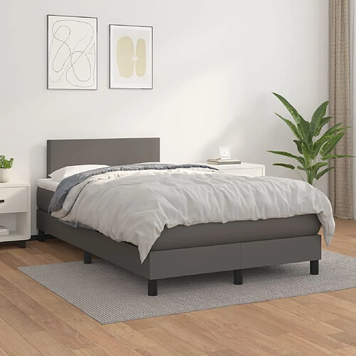 Maison Chic Lit Adulte - Lit simple Lit à sommier tapissier avec matelas moelleux - Meuble de Chambre - Gris 120x200 cm Similicuir -MN38268