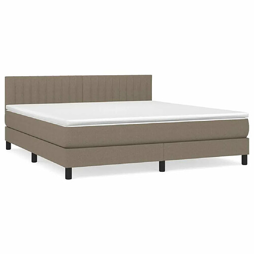 Maison Chic Lit adulte- Lit + matelas,Sommier à lattes de lit avec matelas Taupe 180x200 cm Tissu -GKD30111