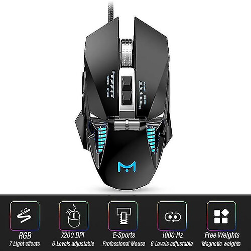 Universal Souris de jeu ergonomique souris professionnelles câblées