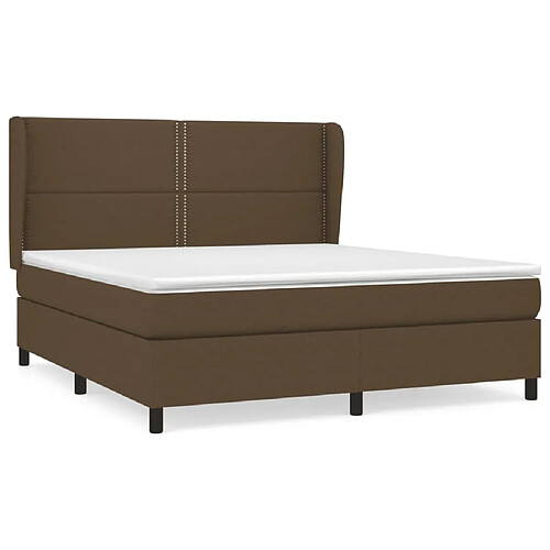 Maison Chic Structures de lit + matelas,Lit à sommier tapissier avec matelas Marron foncé 180x200 cm -MN25401