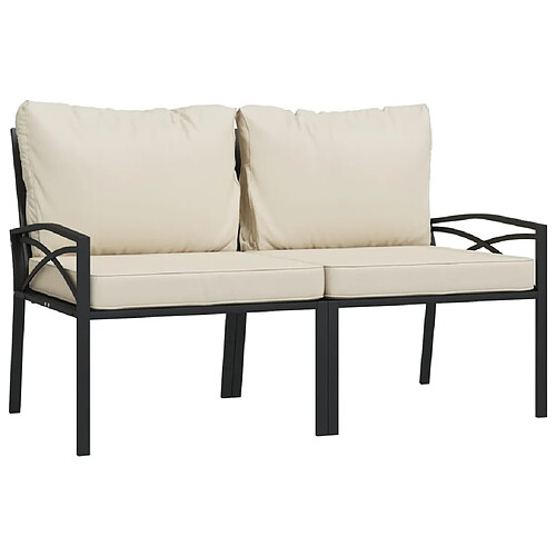 Maison Chic Lot de 2 Chaises de jardin,Fauteuil/Chaise d'extérieur avec coussins sable 62x75x79 cm acier -MN27989