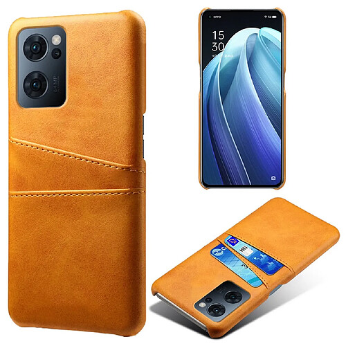 Coque en TPU + PU avec porte-cartes, orange pour votre Oppo Reno7 5G (Global)