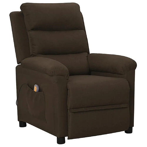 vidaXL Fauteuil de massage Marron foncé Tissu