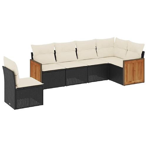 Maison Chic Ensemble Tables et chaises d'extérieur 6pcs avec coussins,Salon de jardin noir résine tressée -GKD949919