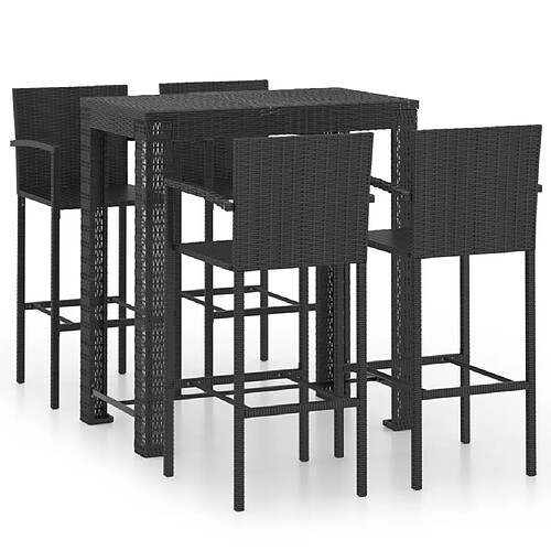 Maison Chic Jeu de bar de jardin 5 pcs avec accoudoirs,Mobilier d'extérieur Résine tressée Noir -GKD279192