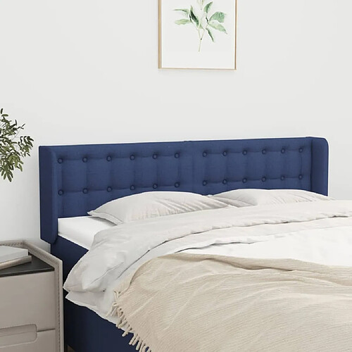 Maison Chic Tête de lit scandinave avec oreilles,meuble de chambre Bleu 147x16x78/88 cm Tissu -MN49632