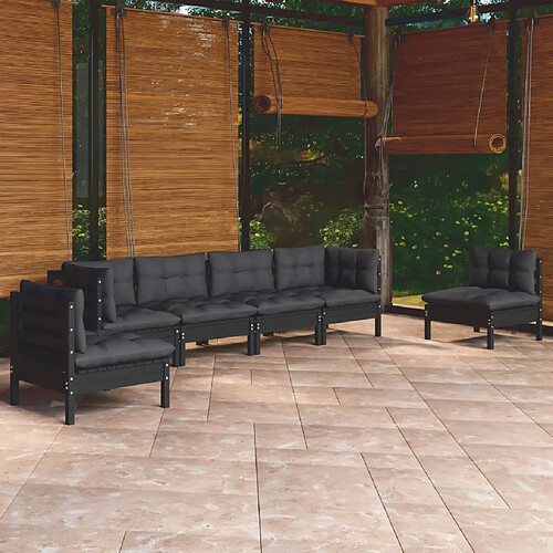 vidaXL Salon de jardin 7 pcs avec coussins bois de pin massif