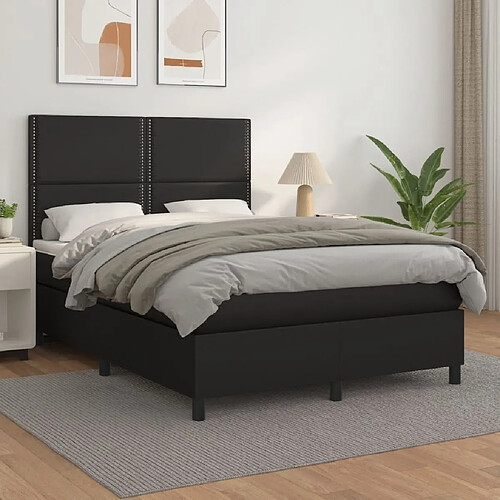 Maison Chic Lit Adulte - Lit simple Lit à sommier tapissier avec matelas moelleux - Meuble de Chambre - Noir 140x190 cm Similicuir -MN67734