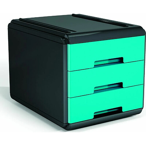 ARDA 19P3PNTU module de classement de bureau Polypropylène (PP), Polystyrol anthracite, turquoise - Modules de classement de bureau (3 tiroir(s), Polypropylène (PP), Polystyrol, anthracite, turquoise, 1 pièce(s), 177 mm, 255 mm)