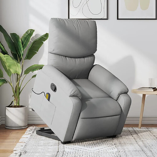 vidaXL Fauteuil de massage inclinable Gris clair Tissu