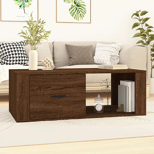 vidaXL Table basse Chêne marron 100x50,5x35 cm Bois d'ingénierie