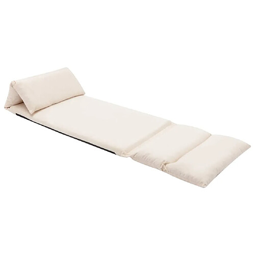 vidaXL Chaise pliable de sol Crème Microfibre