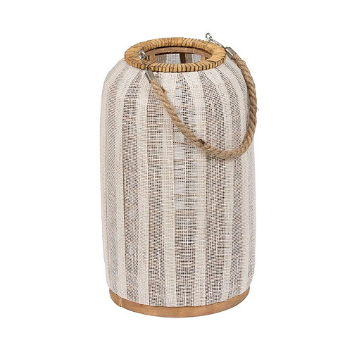 BigBuy Home Lanterne Beige Naturel Bambou Verre 22 x 22 x 38 cm