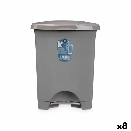 BigBuy Home Poubelle à pédale Gris Plastique 10 L (8 Unités)