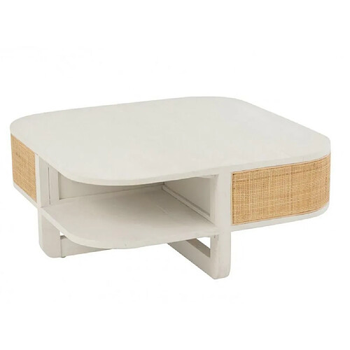 Inside 75 Table basse RARY en bois exotique blanc et rotin naturel