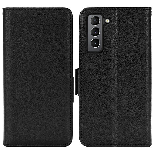 Etui en PU texture litchi, fermeture magnétique noir pour votre Samsung Galaxy S22