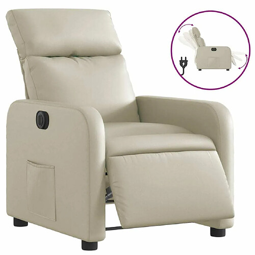 Maison Chic Fauteuil Relax pour salon, Fauteuil inclinable électrique Crème Similicuir -GKD27709