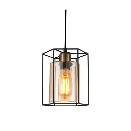 Luminaire Center Suspension Kalula Verre,Acier Noir