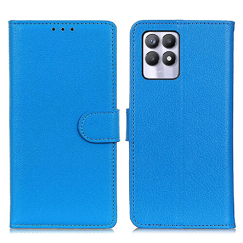 Etui en PU texture litchi avec support, bleu pour votre Realme 8i