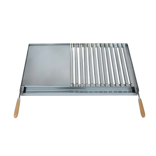 Visiodirect Grille/Planche avec récupérateur de graisse en Inox coloris Gris - 49 x 41 cm