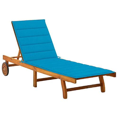 vidaXL Chaise longue de jardin avec coussin Bois d'acacia solide