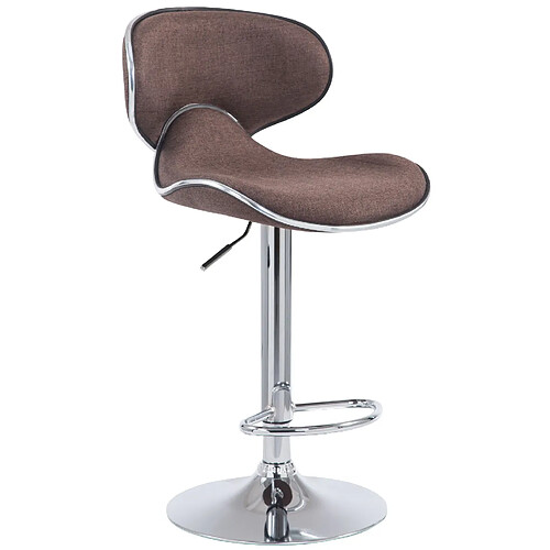 Decoshop26 Tabouret de bar x1 pivotant design moderne en tissu marron support en métal chromé 10_0005077